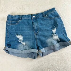 Shein Curve Shorts Frenchy Denim Jean Sz. 3x Light Wash